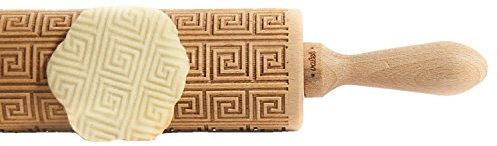 Valek Rolling Pins Holz Teigroller mit Prägemuster Aztek/Quadrate