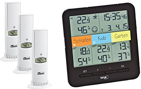TFA Dostmann 30.3060.01 Klima Home Thermomètre/hygromètre sans Fil, Noir (Noir avec Batteries)