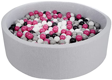 Velinda Bällebad Ballpool Kugelbad Bällchenbad Bällchenpool Kinder-Pool 900 Bälle/O125cm (Farbe der Bälle: schwarz,weiß, pink,grau)
