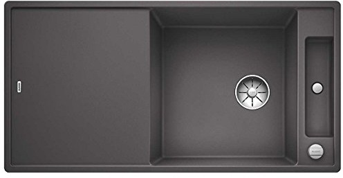 BLANCO AXIA III XL 6 S-F | Granitspüle aus SILGRANIT felsgrau | mit | [99x50x20,2 cm] | für 60 cm breite Unterschränke | mit Holzschneidbrett | Reinigungsfreundlich | Einbauart: Flächenbündig