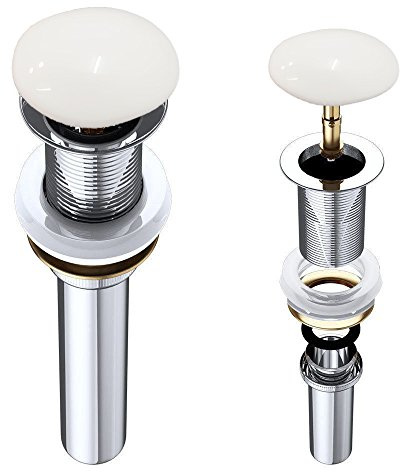 Durovin Bathrooms Push Pop Up Basin Waste Plug - Unslotted Suitable for Sink Without Overflow - Rising Round Ceramic Push Button (HY PU01)