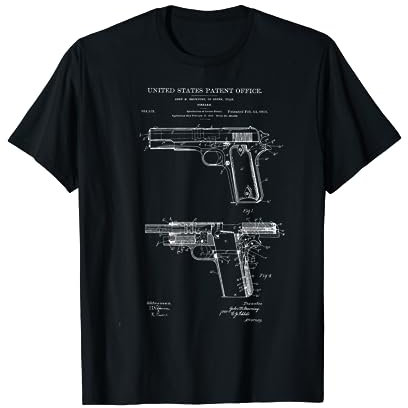 1911 Retro Vintage Handgun Diagram Blueprint Pistol 45ACP T-Shirt