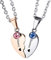 INBULE Personalisierte Herz Paar Halskette Set mit Wunschgravur von Name Datum für Freundin Pärchen Geburtsstein Edelstahl Verstellbare Kette Liebevolle Beziehung Puzzle Anhänger(Roségold Faber)