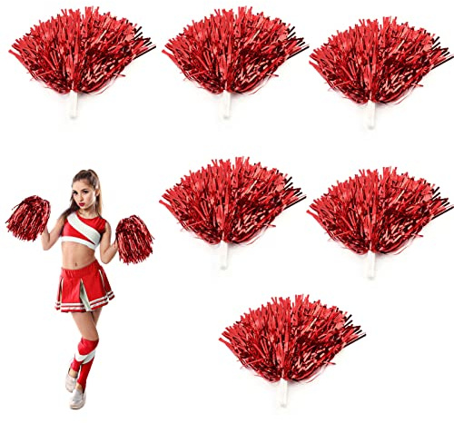 OUKENS Cheerleading Poms, 7 Farben 6pcs Cheerleading Pom Poms Party Tanzzubehör Sport Pompoms Cheer
