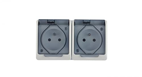 Hermes Luftsteckdose 2-fach z/u 16A IP44 mit Rauchklappe weiß GNT 0322-01 Elektro-plast Emaille 5901130483891