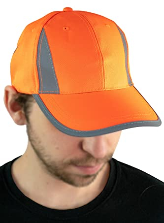 Mivaro Herren Warnschutz-Kappe Cap Reflektionsstreifen in Gelb/Orange, Größe:Einheitsgröße, Farbe:Orange