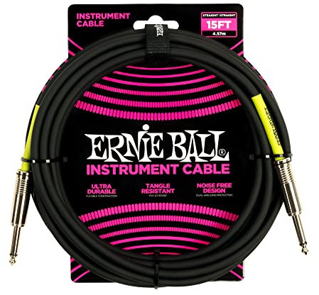 Ernie Ball, Cavo classico per strumenti, Jack dritto/dritto, 4,57 m, Nero
