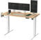 SANODESK QS1+140 * 60 Electric Standing Desk Height Adjustable Standing Desk With Memory Smart Panel Sit Stand Table With Hooks and Cupholder for Home Office (White Frame+ Maple Desktop)