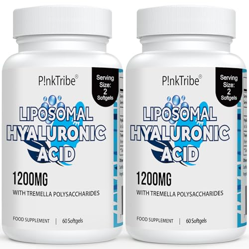 Liposomal Hyaluronic Acid Supplement - 1200mg Per Serving, High-Potency Hyaluronic Acid Capsules, 500-700 KDA, 60 Softgels (Pack of 2)