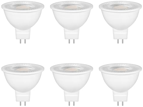 6 Stück GU5.3 MR16 LED 5W Lampe 12V, Ersetzt 50W Halogenlampe Spot Strahler, 2700K Warmweiß LED Leuchtmittel, 500Lm, 38° Abstrahlwinkel, AC/DC 12V LED Spot MR16, Nicht Dimmbar