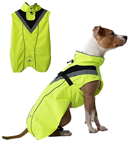 DOGOPAL Regenmantel Hund wasserdicht für kleine & große Hunde - Gelber Hunderegenmantel mit Reflektorstreifen - Wasserdichter Hundemantel, Regenschutz & Regenjacke (Gelb, 2XL)