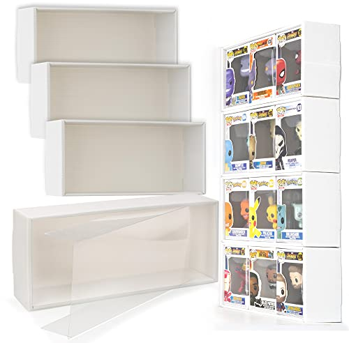 Welloux Vitrine kompatibel mit Funko Pop Boxen, stapelbar 4 einreihig, mit transparenter Abdeckung zum Schutz Ihrer Sammlung vor Staub (Platz für 12 Pops)