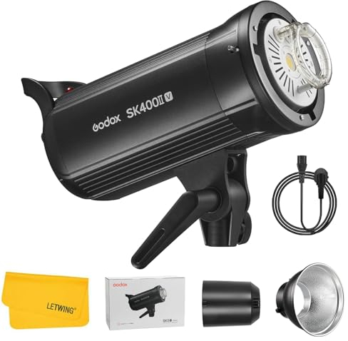 Godox SK400II-V Studio Strobe Light Flash, 400Ws 5700K Built-in Godox 2.4G Wireless X System Professional Studio Flash Monolight Light Modeling Lamp for Photography
