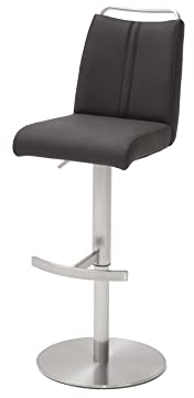 Robas Lund Barhocker Anthrazit Leder drehbar 360°, Barstuhl höhenverstellbar, Giulia A