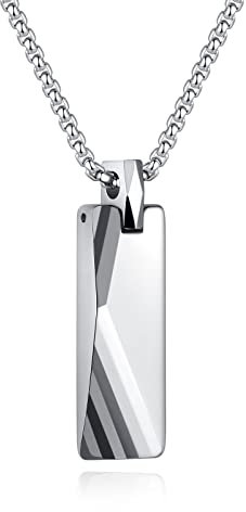 GAVU Collar con Colgante de Placa de Tungsteno Collar Etiqueta Simple para Hombre 50cm