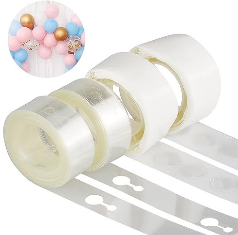 Ballon Bogen Girlande Dekorstreifen Set, 2 Rollen 5 m Doppelloch Luftballon Girlande Streifen Band und 200 Ballons Kleber für Party Hochzeit Geburtstag Deko, Ballongirlande Kit