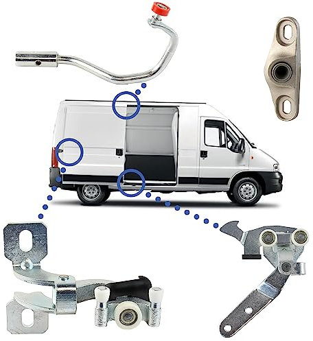 4 roulettes + détrompeur porte latérale compatibles pour Boxer 2, Ducato 2, Jumper 2 (2002-2006) galets de porte coulissante droite – Guide HAUT - MILIEU - BAS de porte