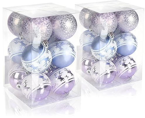 com-four® 24x Weihnachtskugeln, Christbaumkugeln 6 cm - bruchsicher aus Kunststoff für Weihnachten, Baumschmuck für den Christbaum mit Anhänger
