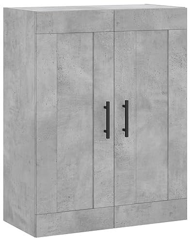 vidaXL Wandschrank, Hängeschrank mit 3 Fächern 2 Türen, Wandmontage Badezimmerschrank, Aufbewahrungsschrank für Wohnzimmer Schlafzimmer, Betongrau Holzwerkstoff