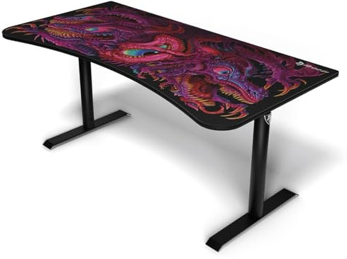 Arozzi Arena Special Edition Ultrawide Curved Gaming and Office Desk with Full Surface Water Resistant Desk Mat Custom Monitor Mount Cable Management Cut Outs - Crawling Chaos