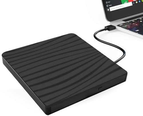 FAYAZ External CD DVD Drive, USB 3.0 Portable CD/DVD +/-RW Burner Rewriter DVD Player for Laptop Slot-in CD Disc Drive for Window/Mac OS/Linux/Vista