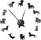 Oewnvmd DIY Dackel Wandkunst Wiener-Hund Welpe Hund Haustier rahmenlose riesige Wanduhr mit Spiegeleffekt Wurst Hund Uhr Wanduhr Schwarz