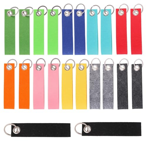 Schlüsselanhänger Filz,24 Stück Bunter Filz Schlüsselanhänger mit Schlüsselring & Bunt Filzanhänger,DIY Bestickt Schlüsselanhänger Filz Rohling(12 colours)