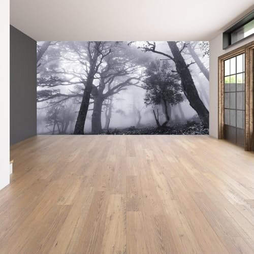 Nebelwald-Aufkleber-Tapete – Nebelbaum, entfernbare Wandtapete, Wandbild, Kunst, benutzerdefinierte Größe: 30,5 x 30,5 cm