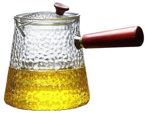 Tea Pot with Infusers for Loose Tea 17Oz Borosilicate Glass Teapot Clear Glass Tea Kettle with Wooden Handle Induction Cooktop Safe Tea Brewer for Office, Home 2