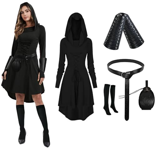 PORJDN Mittelalterliches Renaissance Kostüm für Damen | Renaissance Leder‑Gürteltasche Accessoire,Vintage Mittelalter Kleid Halloween Cosplay