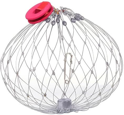 Crab Trap, Automatic Opening & Closing Fish Trap Cage, 20 Stainless Steel Wire Crab Net with Enlarged Pin Crabbing Equipment, Crab Trap Basket Net, Trap Net for Catching
