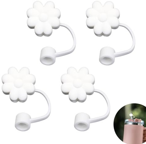 4Pcs Straw Covers Cap Compatible with Stanley Cup,Flower Straw Covers Caps for Cup Accessories,Silicone Dustproof Straw Toppers for 30&40 Oz Tumbler Cup Straw Tips Protectors for Water Bottle