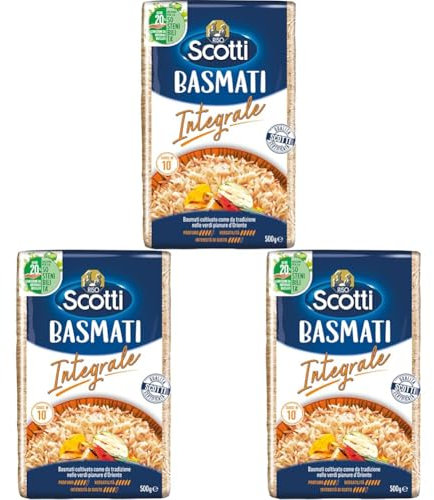 Riso Scotti - Basmati Integrale - Riso Basmati Pronto in 10' - 500 gr (Confezione da 3)