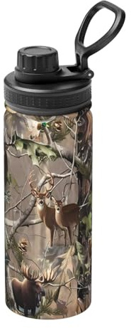 Wildlife Hunting Hirsch Bär Elch 530 ml Sport Isolierter Wasserkocher – Doppelwandige Thermoskanne für heiße und kalte Getränke – perfekt für Reisen, Camping