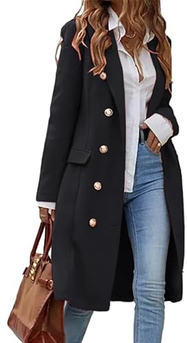 IDEALSANXUN Womens Long Wool Coat for Women Fall Winter Trench Coat Trendy Jackets