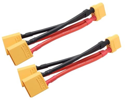 JINOARC 2Pcs XT90 Parallel Connector Cable XT-90 Y Splitter 10AWG Wire 100mm 1 Female to 2 Male for Bicycle Sola Electric Skateboard Drone Motor Batteries