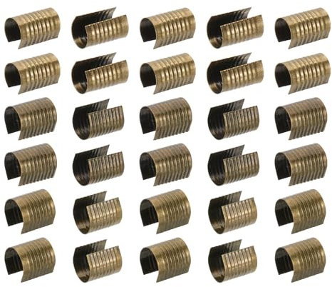 PATIKIL 3 Size Leather Rope Clip, 120Pcs Metal Cylindrical Crimp Tubes Foldable End Cap Opening Crimps Fastener for Jewelry Making Tassel Leather Cords DIY Craft, Bronze Tone