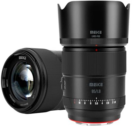 Meike Lente de teleobjetivo mediano de 85 mm f1.8 Pro II de marco completo STM de enfoque automático, lente de alta resolución 8K fija para cámaras Sony E Mount Mirrorless A9 A7II A7RII A7 A7R3 A7R4