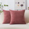 Home Brilliant 45x45 Cushion Covers Corduroy Sofa Plush Fulffy Soft Couch Kids Decorative Pillow Cases, 45 x 45 Set of 2, Dry Rose Pink