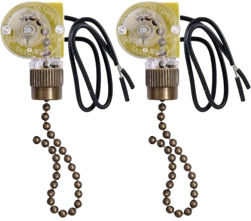 Lot de 2 interrupteurs à chaîne de rechange ZE-109 pour ventilateur de plafond, double cordon marche/arrêt pour ventilateur de lampe, bronze