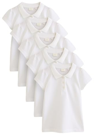 NEXT Mädchen Schmale Passform 5 Kurzärmelige Polohemden Baumwolle Slim Fit