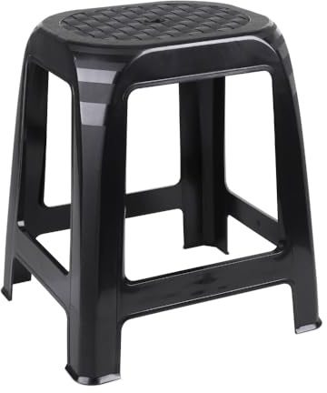 Kunststoff Tritt Hocker schwarz bis 120kg - 46 x 41 cm - Küche Bad Stuhl Fußbank