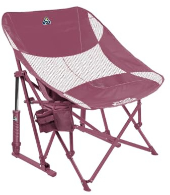 GCI Outdoor Pod Rocker Elite – Faltbarer Campingstuhl mit Schaukelfunktion | Relax-Sitzposition mit breiter Sitzschale – bis 130 kg belastbar – Klappbar, Getränke- & Handyhalter – Pastel Amethyst