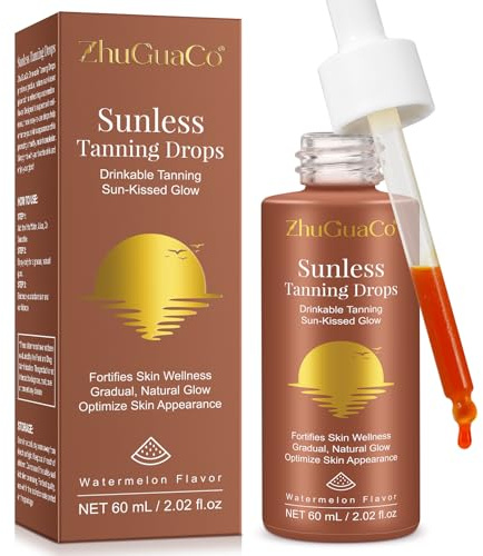 Bräunungstropfen Zum Trinken,Bräunungstropfe,Tanning Drops,Selbstbräuner Für Gesicht & Körper,Trinkbare Bräunungstropfen, Fördern Den Natürlichen Hautton Ohne Sonnenschäden,Für Alle Hauttypen 60 ml
