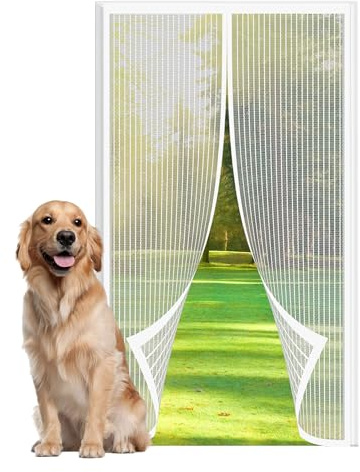 Fliegengitter Balkontür Terrassentür 67 x 210 cm Insektenschutz Tür Starken Magneten für Haustür Terrassentür, Weiß