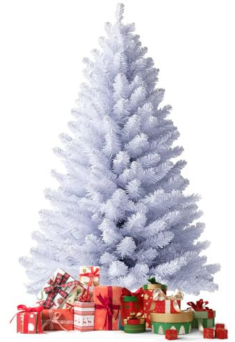 Kidsgigglz 150cm künstlicher Weihnachtsbaum, Tannenbaum künstlich mit 350 Spitzen, Edeltanne Schnellaufbau inkl. Ständer Weihnachtsdeko, Schwer Entflammbar, Weiß