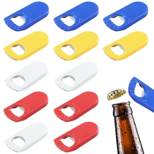 FuxFuis 12 Stück Faustöffner Edelstahl Flaschenöffner, 4 Farben Bieröffner Dauerhaft Bierflaschenöffner 9.3 * 4 cm Kapselheber Tragbar Küche Flaschenöffner Set für Flaschen