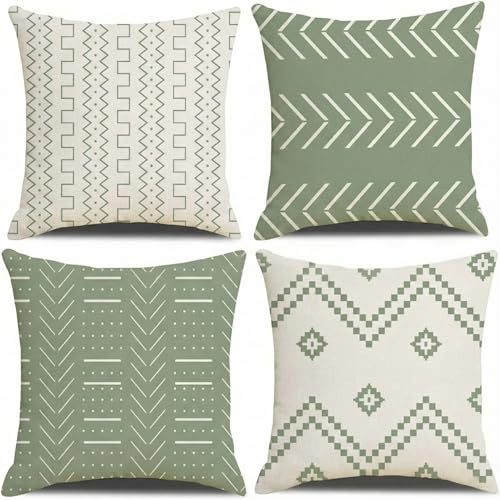 BREASOME Kissenbezug 45x45 cm 4er Set Kissenbezüge Geometrisches Nordischer Minimalistischer Stil Kissenhülle Dekorative Sofakissen Dekokissen Zierkissenbezug für Sofa Couch Wohnzimmer Schlafzimmer