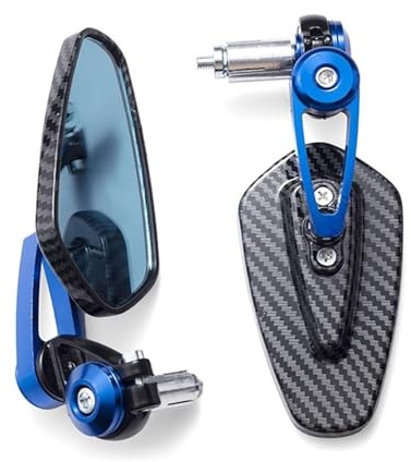 Für Z125 Pro Z650 Z750 Z800 Z900 Z1000 ER6N ER6 Motorrad Spiegel 7/8 22mm Lenker Seite Rückspiegel Motorrad Lenkerendenspiegel(Blau)