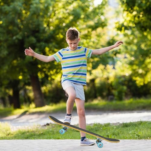 Komplett-Skateboard 7-lagiger Kanadischer Ahorn Double Kick | ABEC-7 Kugellager, Rutschfeste Oberfläche, 50mm 85A PU-Räder, Für Kinder & Erwachsene